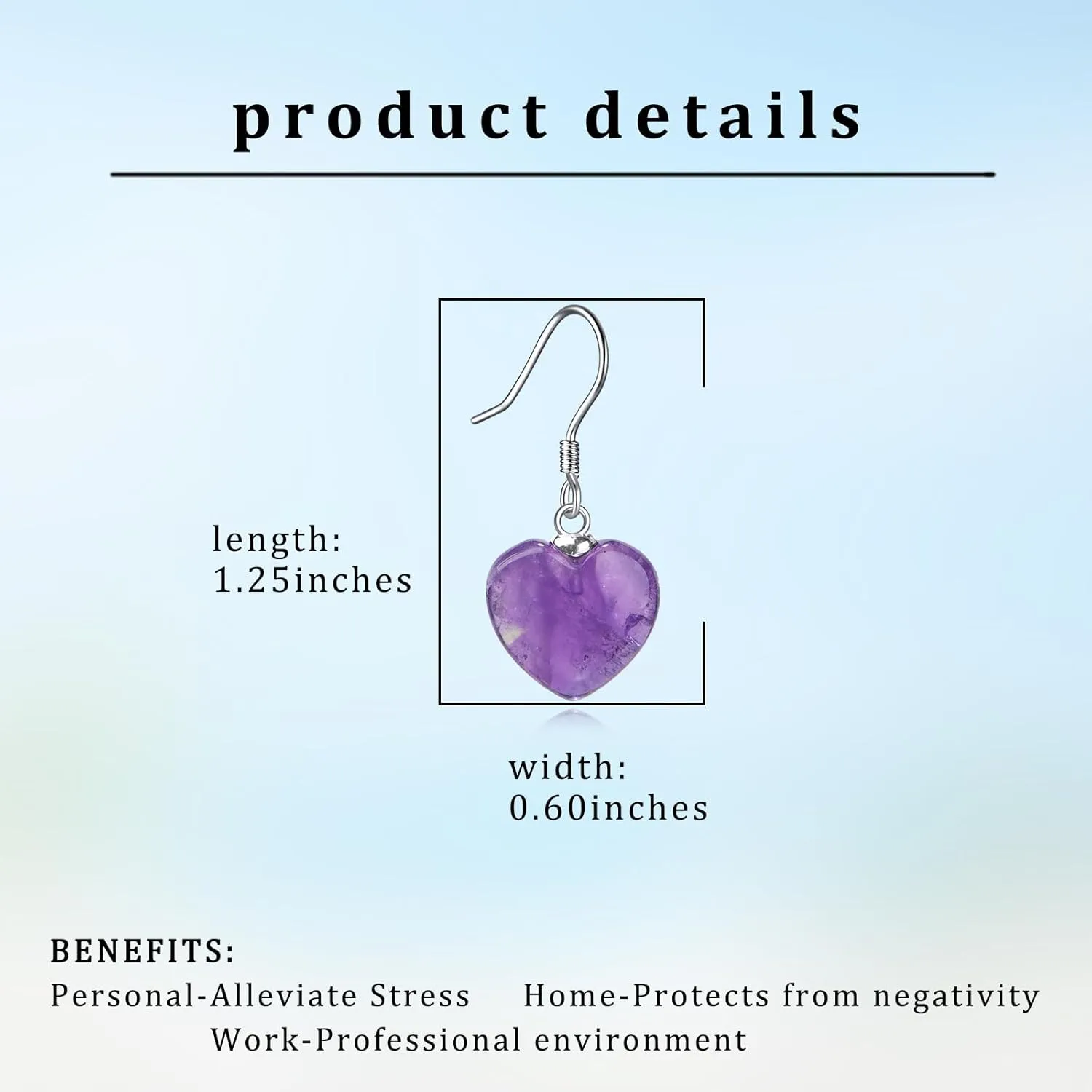 Natural Stones Earrings Crystals Stone Heart Birthstone Earrings 925 Sterling Silver Jewelry Mother's Day Gifts for Women