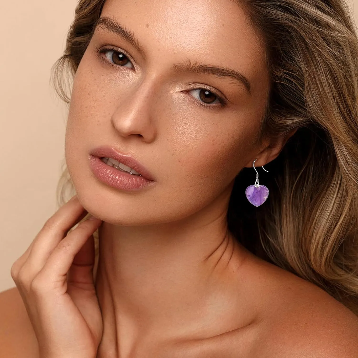Natural Stones Earrings Crystals Stone Heart Birthstone Earrings 925 Sterling Silver Jewelry Mother's Day Gifts for Women