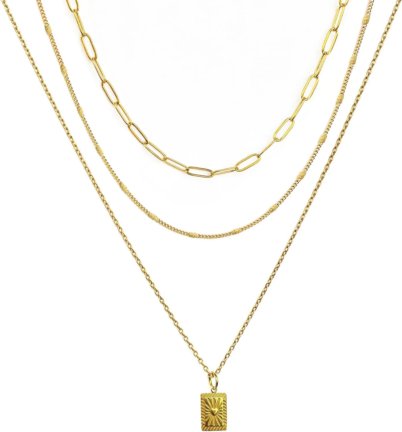 NAWU Layered Necklaces for Women,18K Gold Necklace for Women Trendy,Adjustable Necklace with Lobster Clasp,Gold Chain Set for Women Gifts