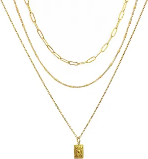NAWU Layered Necklaces for Women,18K Gold Necklace for Women Trendy,Adjustable Necklace with Lobster Clasp,Gold Chain Set for Women Gifts