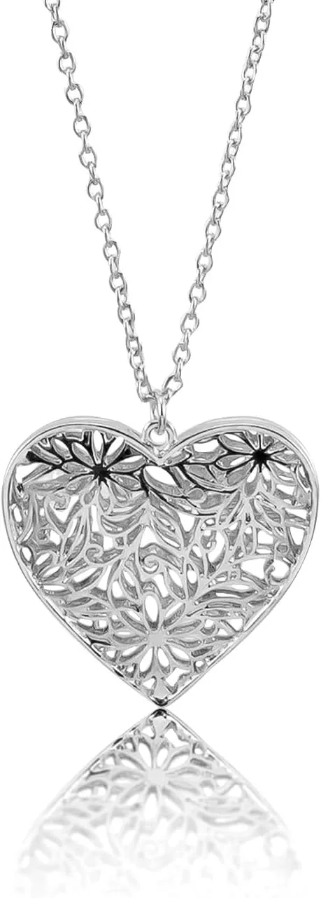 Necklace with Heart Filigree Pendant - Fashion Jewelry