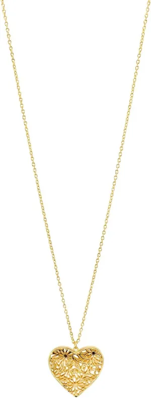 Necklace with Heart Filigree Pendant - Fashion Jewelry