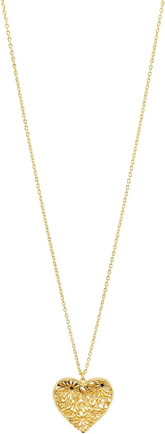 Necklace with Heart Filigree Pendant - Fashion Jewelry