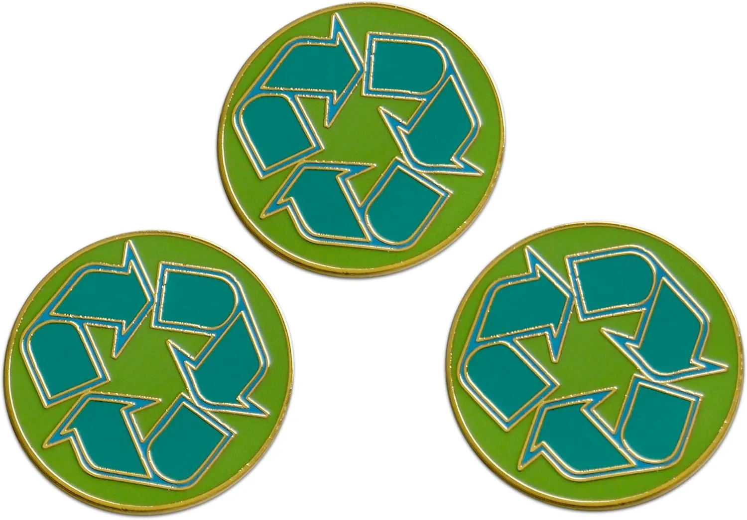 Novel Merk Green Recycling  Environmental Lapel Pin, Hat Pin & Tie Tack Set - with Clutch Back