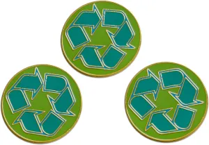 Novel Merk Green Recycling  Environmental Lapel Pin, Hat Pin & Tie Tack Set - with Clutch Back