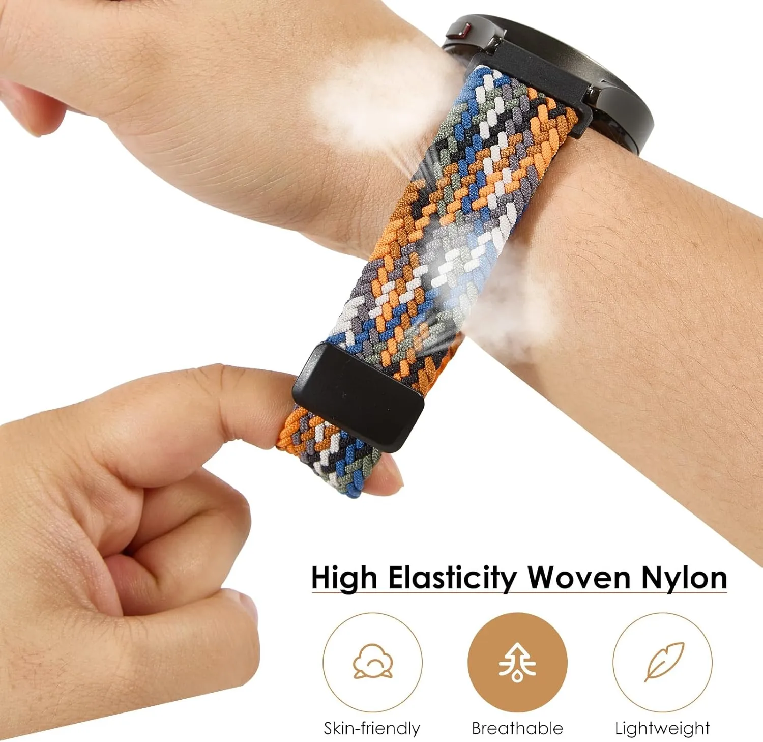 Nylon Magnetic Bands Quick Release Braided Nylon Watch Bands Stretchy Sport Replacement Strap for Men and Women 18mm 19mm 20mm 22mm