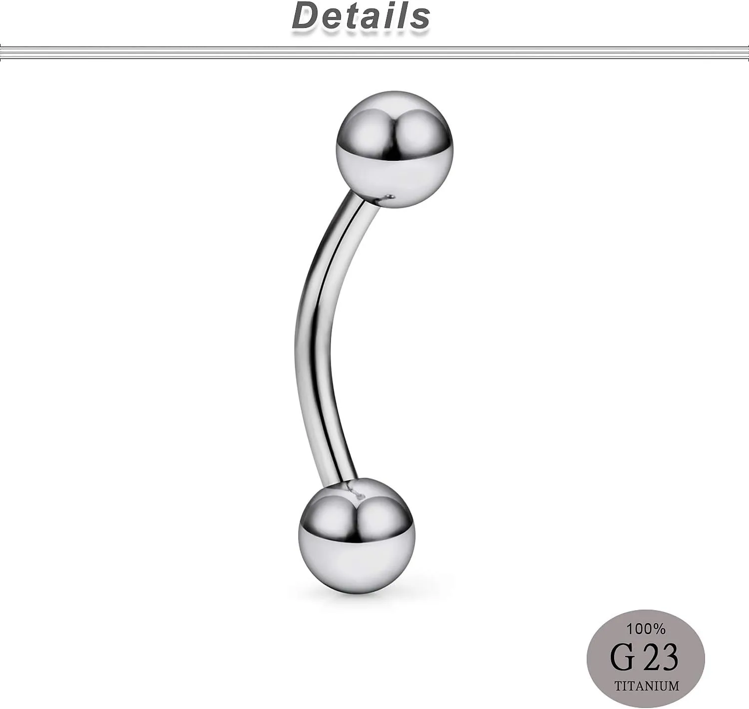 Ocptiy 14G 16G 20G Titanium Eyebrow Rings Rook Daith Earrings Belly Button Navel Rings Curved Barbell Body Piercing Jewelry for Women 6mm 8mm 10mm 3PCS