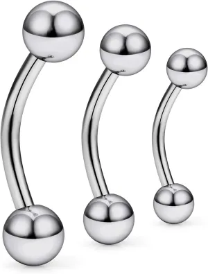 Ocptiy 14G 16G 20G Titanium Eyebrow Rings Rook Daith Earrings Belly Button Navel Rings Curved Barbell Body Piercing Jewelry for Women 6mm 8mm 10mm 3PCS