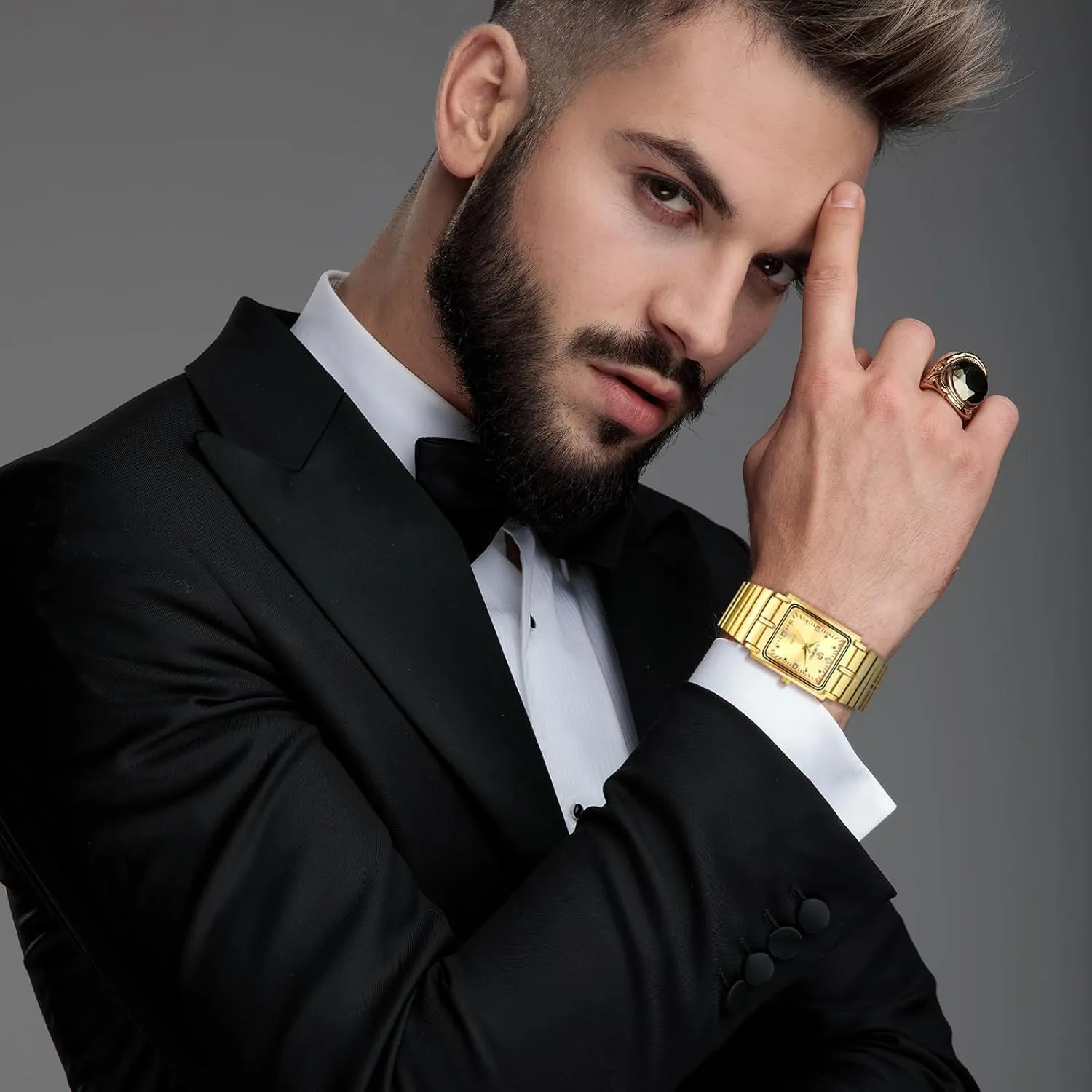 OIDEA Square Mens Watches: Ultra-Thin Stainless Steel Quartz Analog Wrist Watches for Men Waterproof Casual Business Dress Watch