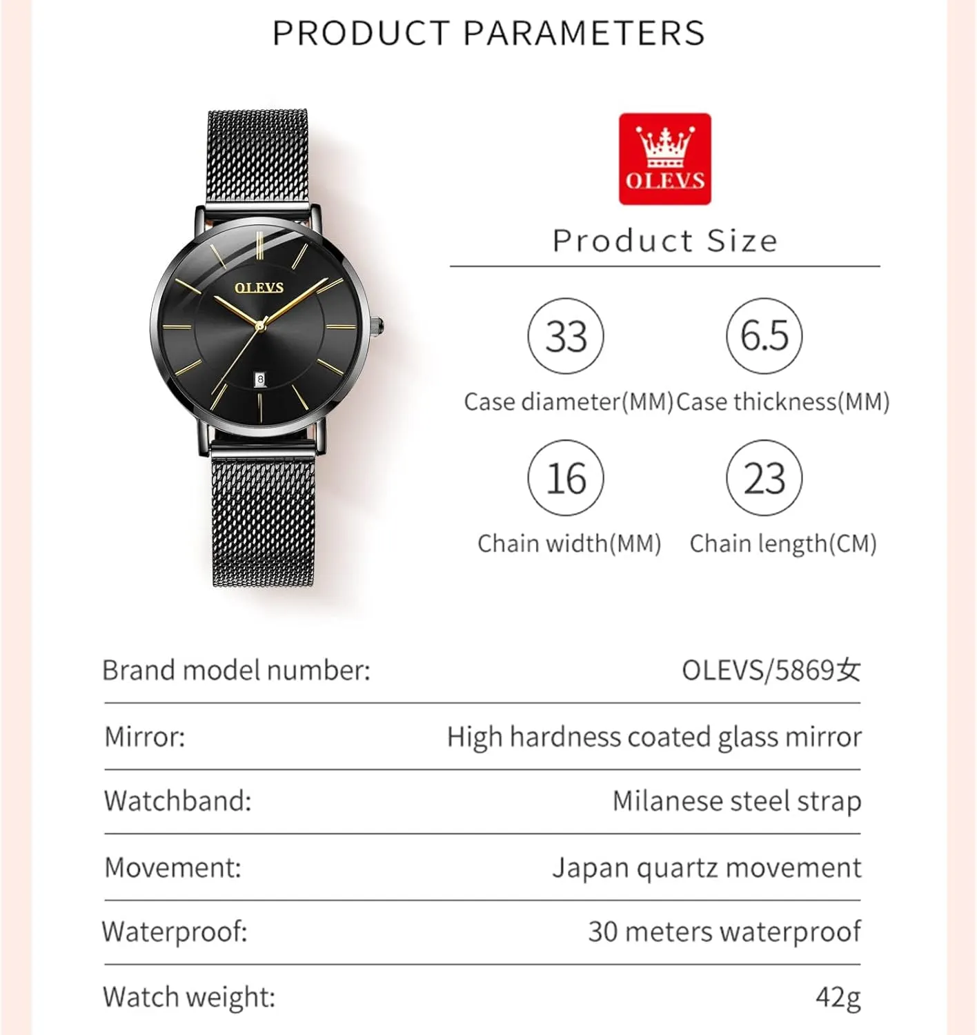 OLEVS Watch Women Mesh Watches for Women with Date Analog Quartz Ladies Watches Classic Dress Womens Wristwatch Waterproof Blue/Black/White Face
