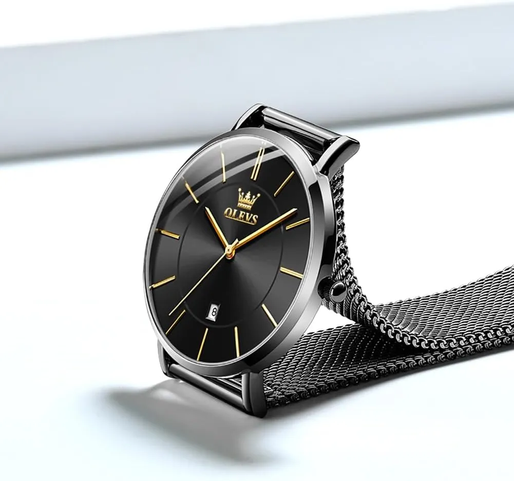 OLEVS Watch Women Mesh Watches for Women with Date Analog Quartz Ladies Watches Classic Dress Womens Wristwatch Waterproof Blue/Black/White Face