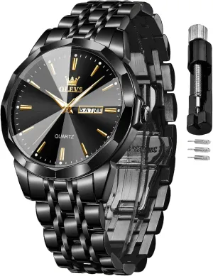 OLEVS Watches for Men Analog Quartz Dress Business Watch Day Date Stainless Steel Classic Casual Luxury Luminous Waterproof Male Wrist Watches
