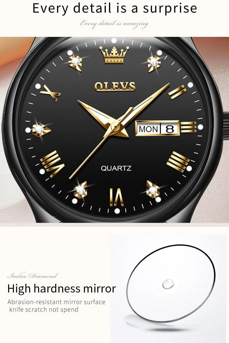 OLEVS Women Watches Business Dress Female Ladies for Small Wrist Watch Gold Silver Tone Stainless Steel Band Analog Quartz Day Date Waterproof Lady Watches