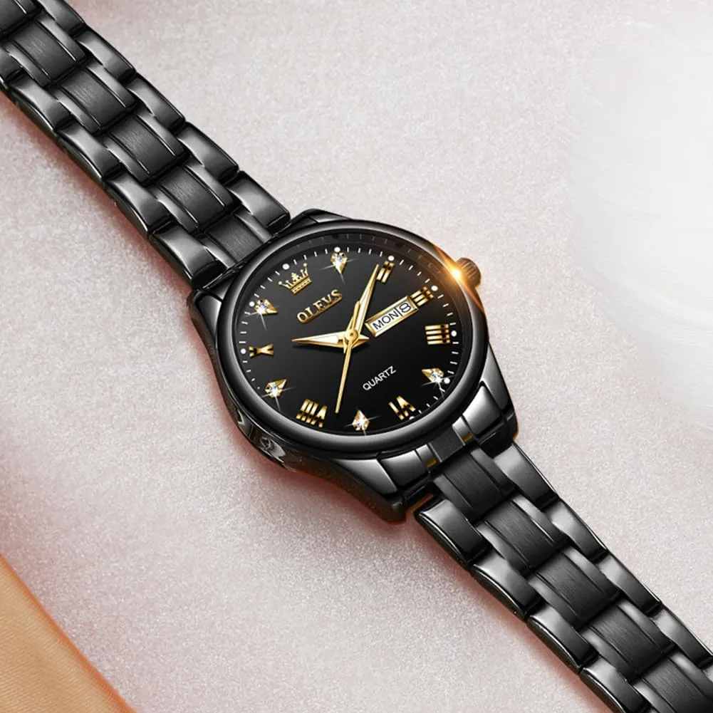OLEVS Women Watches Business Dress Female Ladies for Small Wrist Watch Gold Silver Tone Stainless Steel Band Analog Quartz Day Date Waterproof Lady Watches