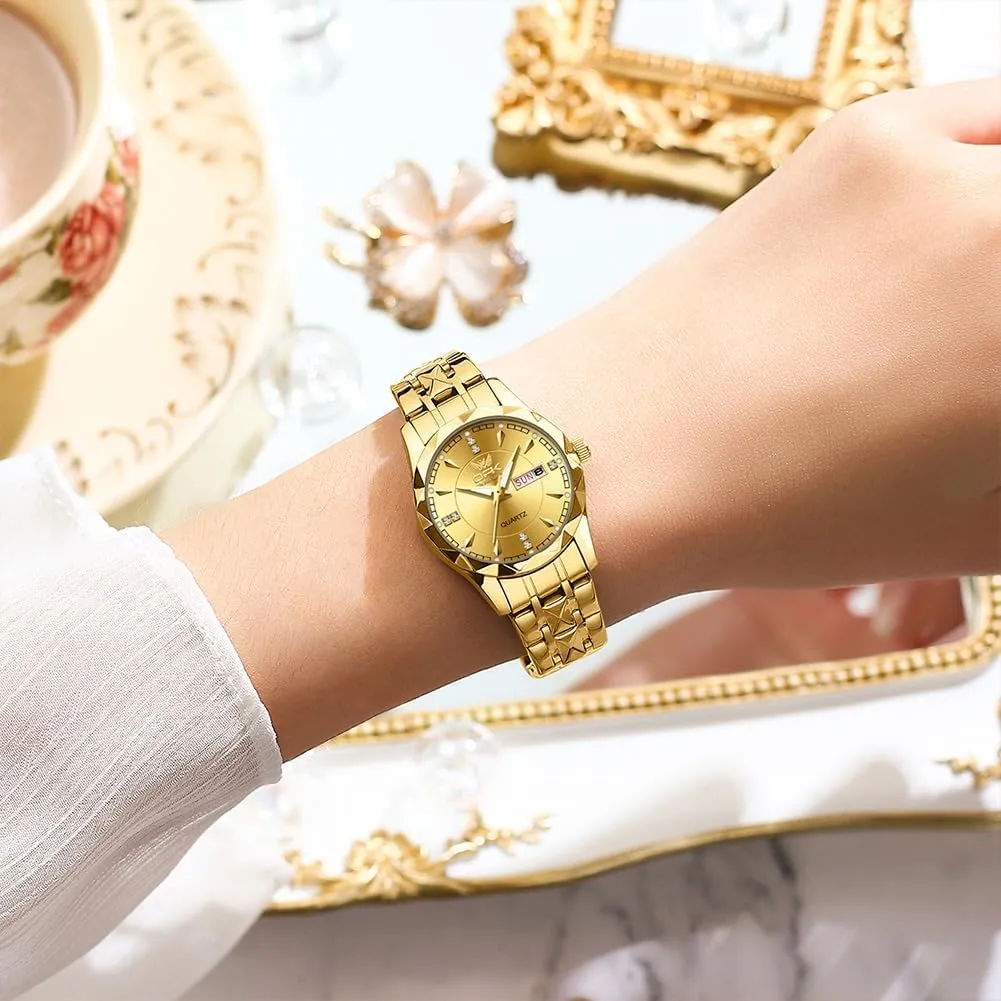 OPK Women Watch Bracelet Dress Easy to Read Stainless Steel Ladies Watches for Female Small Watch Waterproof Luminous Date Wacthes for Women