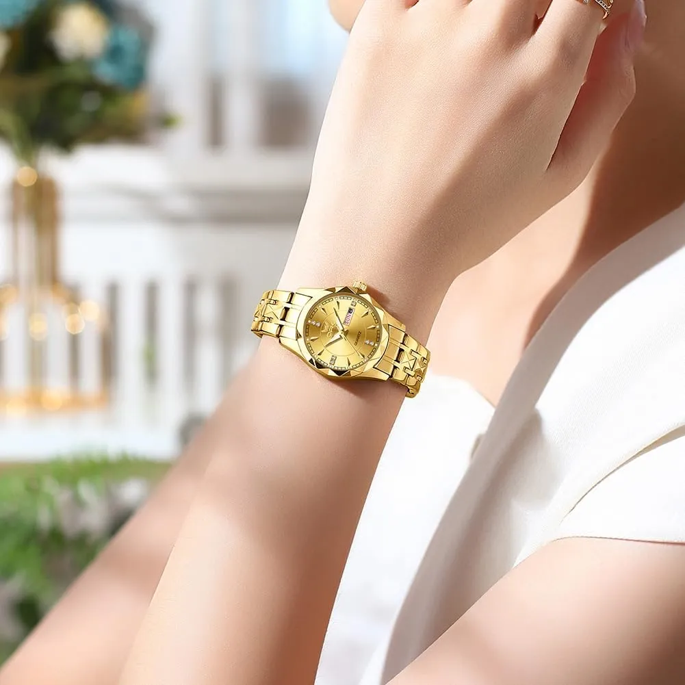 OPK Women Watch Bracelet Dress Easy to Read Stainless Steel Ladies Watches for Female Small Watch Waterproof Luminous Date Wacthes for Women