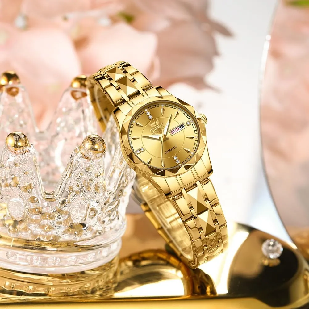 OPK Women Watch Bracelet Dress Easy to Read Stainless Steel Ladies Watches for Female Small Watch Waterproof Luminous Date Wacthes for Women
