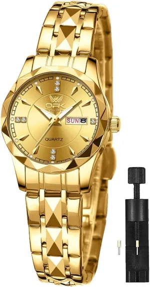 OPK Women Watch Bracelet Dress Easy to Read Stainless Steel Ladies Watches for Female Small Watch Waterproof Luminous Date Wacthes for Women
