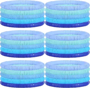 Ornaland 30 Pcs Hei Shi Surfer Bracelets Friendship Bracelets Clay Bead Bracelets Polymer Clay Stretch Bracelet Stackable Bracelet Set Women Summer Beach Jewelry for Women