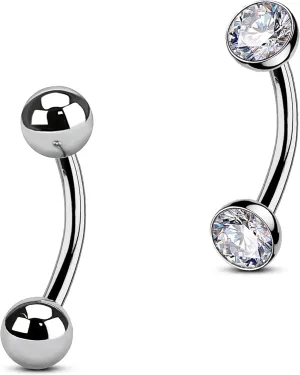 OUFER Belly Button Rings, 2PCS G23 Solid Titanium Internally Threaded Belly Rings For Women, 14G Clear CZ Belly Button Piercing, Navel Piercing Jewelry