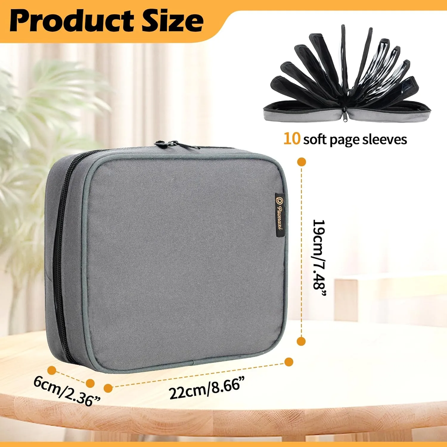 PACMAXI Portable Travel Brooch Carrying Case for Enamel and Lapel Pins - Storage Organizer With 10 Pages, Holds Up to 160 Pins - Collections Display Bag