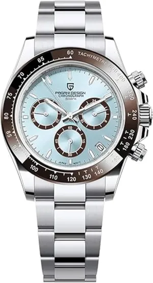 Pagani Design Men's Quartz Multifunction Chronograph Watches - Japan VK63 Quartz Movement, Stainless Steel Case, Ceramic Bezel, 100 Metres Water Resistant - Business & Sports Watches