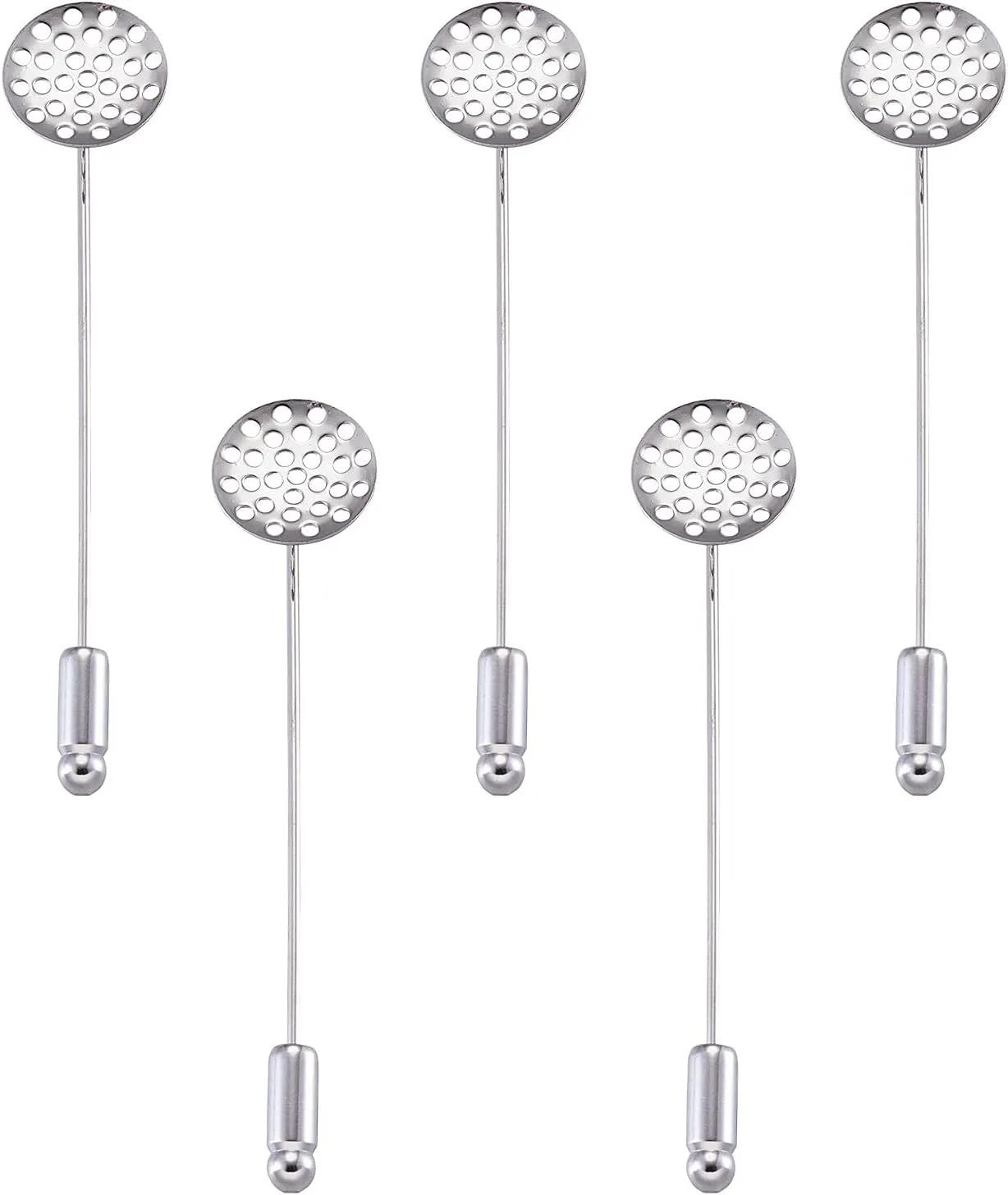 Pandahall 5pcs Platinum Brooch Tie Pin Lapel Pin Tie Tack Back Brooch Collar Clip Sharp Tip Flat Pad with Stopper Brooch Pins Brooch Bezel Blank Making