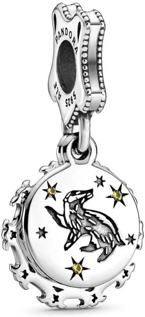 PANDORA Hufflepuff 798832C01 Women's Silver Pendant Charm, One Size, Metal, Crystal