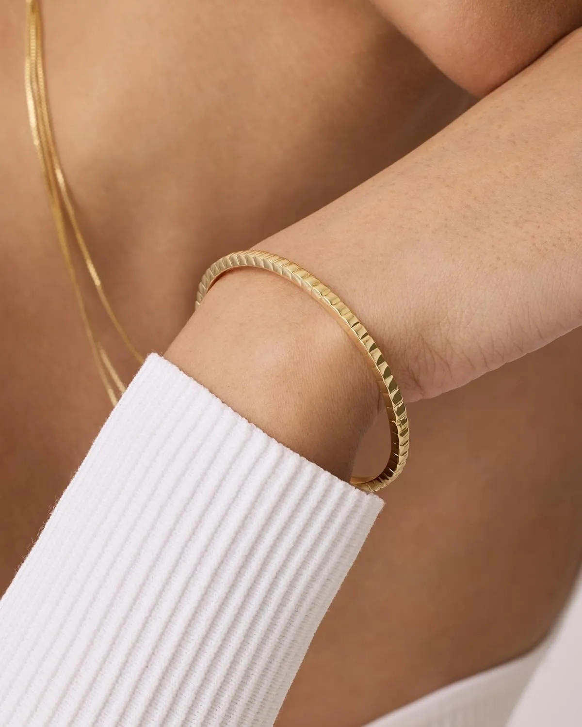 PAVOI 14K Gold Plated Cubic Zirconia Bangle Tennis Bracelets for Women | Classic Love Cuff Bangle Bracelets