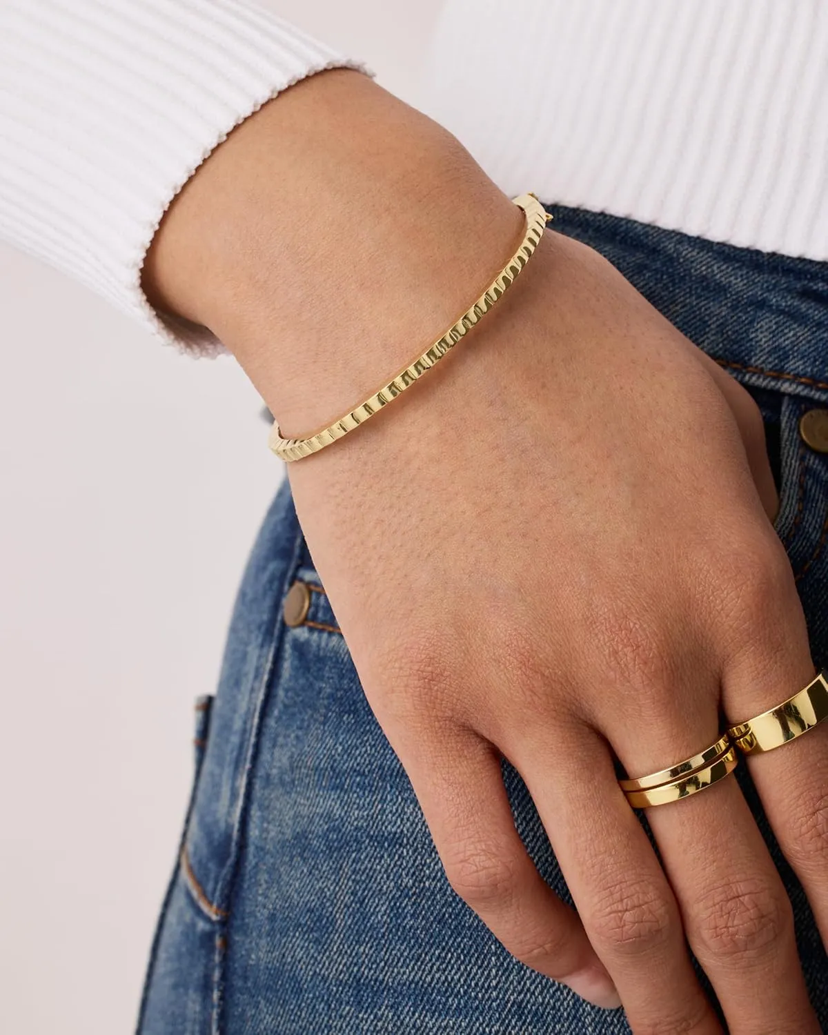 PAVOI 14K Gold Plated Cubic Zirconia Bangle Tennis Bracelets for Women | Classic Love Cuff Bangle Bracelets