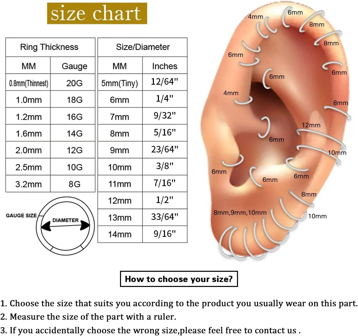 PEAKLINK Dangle Nose Ring Septum Piercing Jewelry 16G Septum Rings Surgical Steel Seamless Clicker Ring Dangly Nose Hoop Ring Daith Earrings Helix Rook Tragus Conch Jewelry Conch Earring