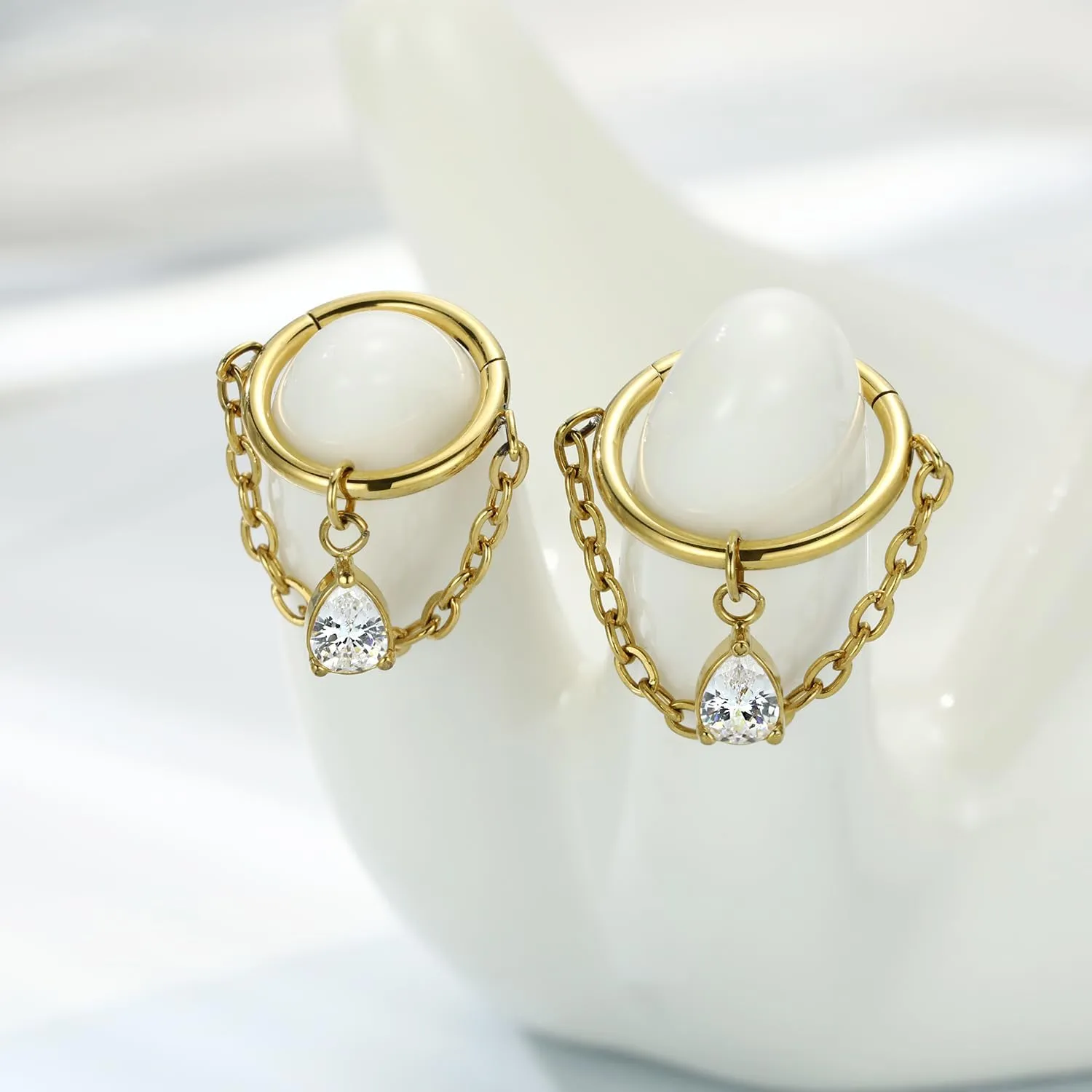 PEAKLINK Dangle Nose Ring Septum Piercing Jewelry 16G Septum Rings Surgical Steel Seamless Clicker Ring Dangly Nose Hoop Ring Daith Earrings Helix Rook Tragus Conch Jewelry Conch Earring