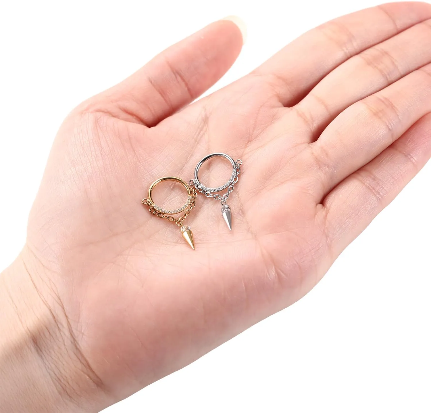 PEAKLINK Dangle Nose Ring Septum Piercing Jewelry 16G Septum Rings Surgical Steel Seamless Clicker Ring Dangly Nose Hoop Ring Daith Earrings Helix Rook Tragus Conch Jewelry Conch Earring