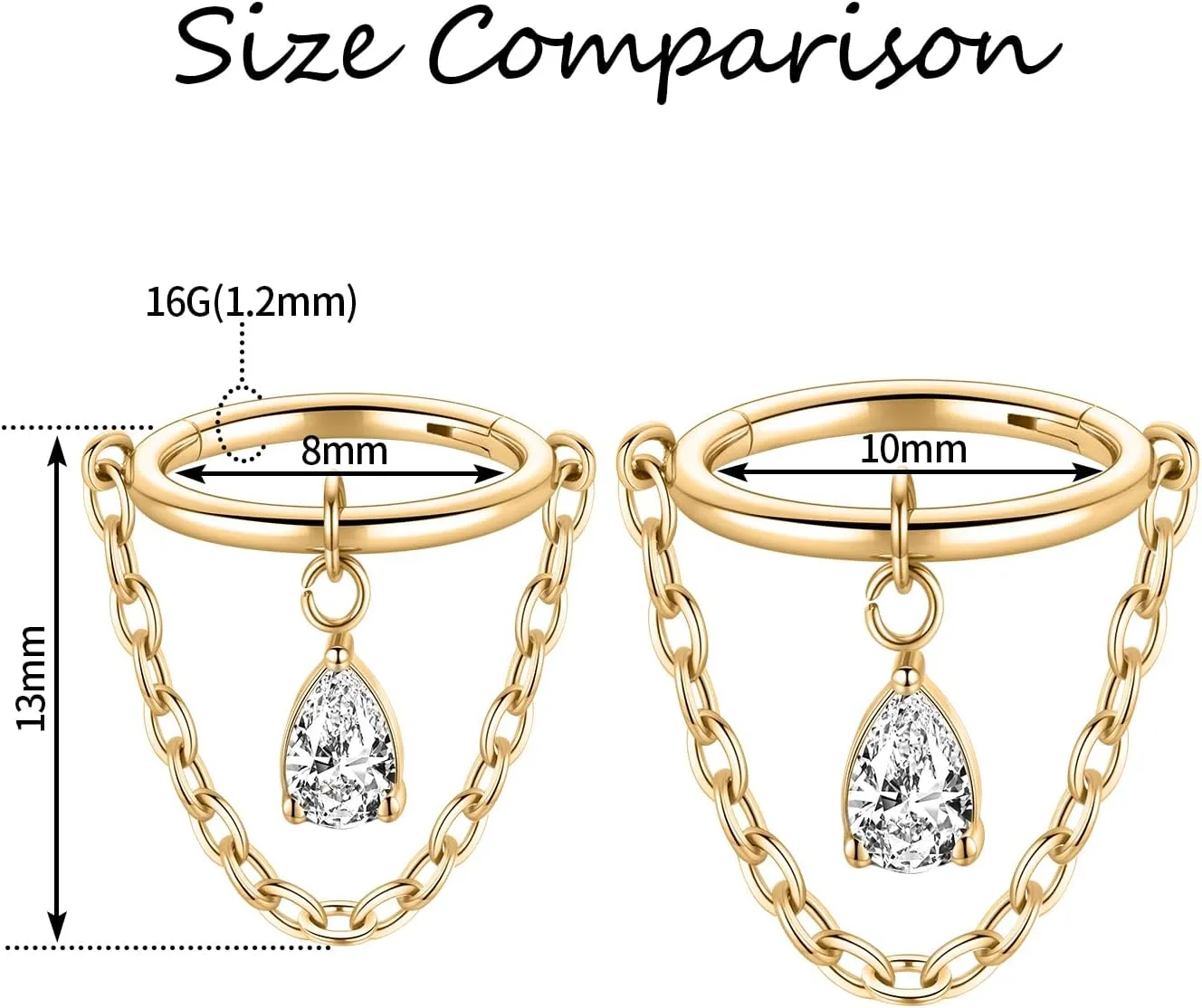 PEAKLINK Dangle Nose Ring Septum Piercing Jewelry 16G Septum Rings Surgical Steel Seamless Clicker Ring Dangly Nose Hoop Ring Daith Earrings Helix Rook Tragus Conch Jewelry Conch Earring