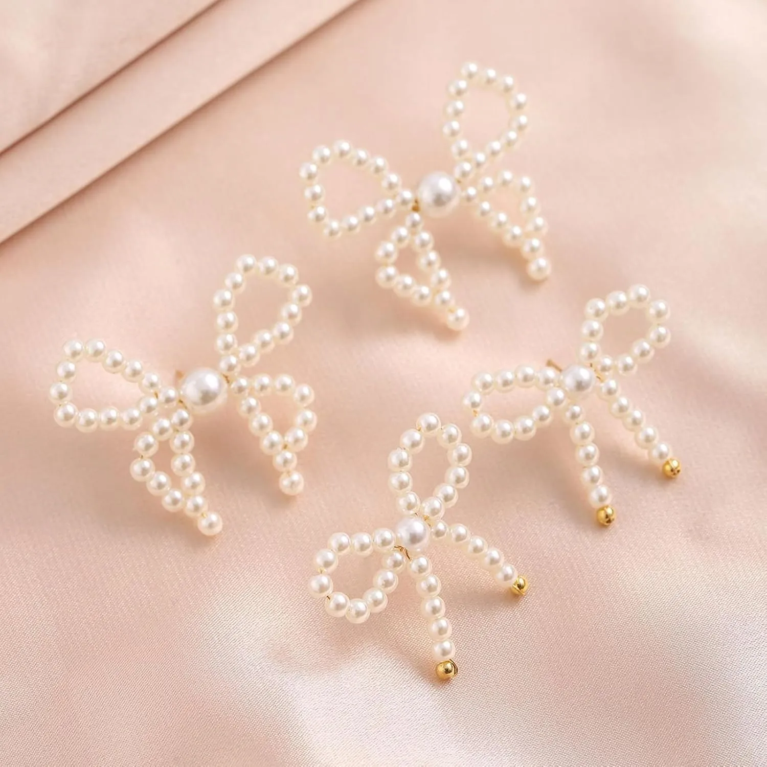 Pearl Bow Earrings for Women Elegant Bow Pearl Earrings Trendy Pearl Bow Knot Stud Earrings Pearl and Bow Earrings White Bow Earrings Wedding Party Prom Earrings Trendy Jewelry Gifts for Her