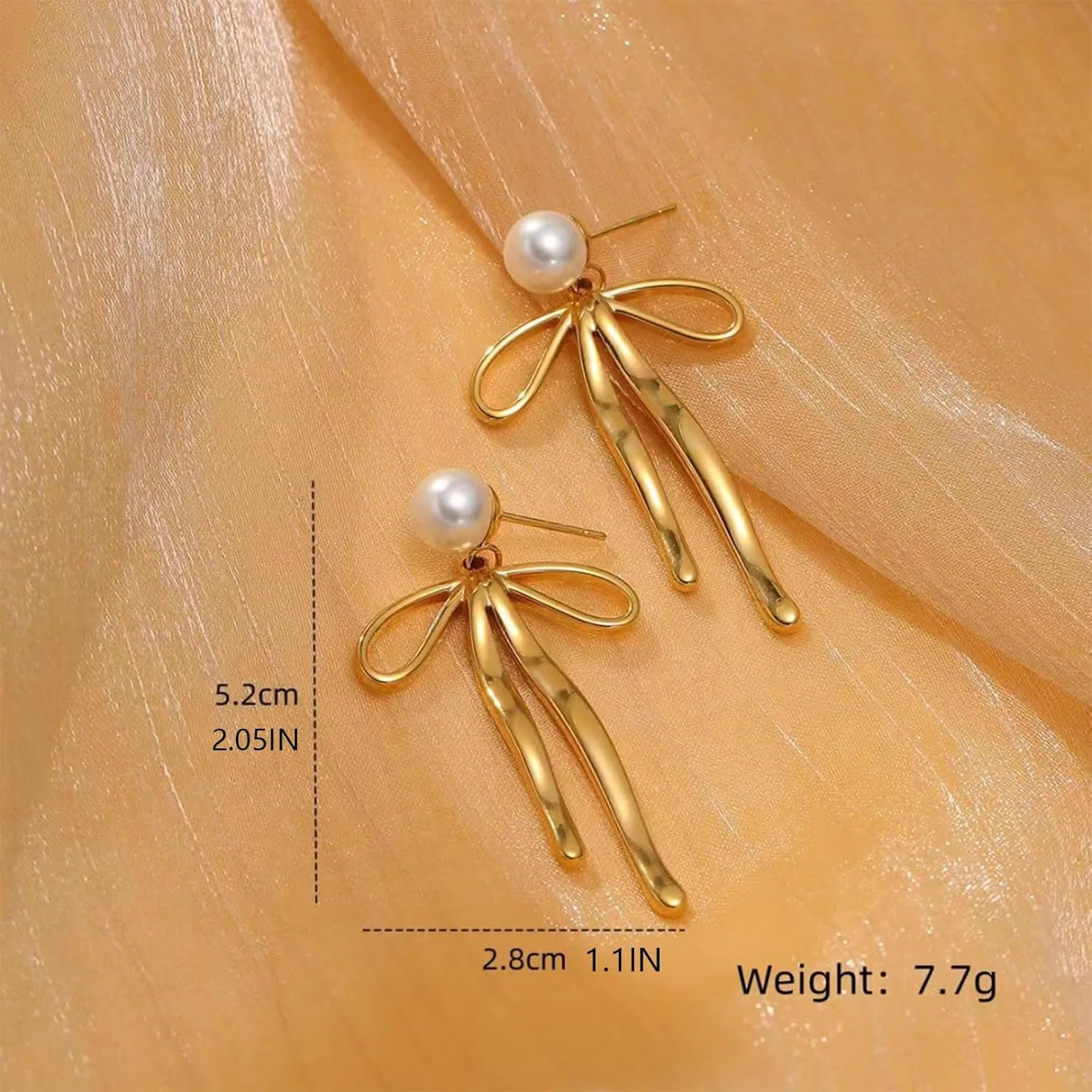Pearl Bow Earrings for Women Gold Silver Bow Drop Earring Dainty Bow Ribbon Dangle Earrings Pearl Bow Knot Stud Earrings Birthday Party Jewelry