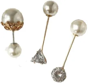 Pearl Brooches Safety Pins Decoration for Women 3 Pieces Sweater Shawl Clips Brooch Pins Set