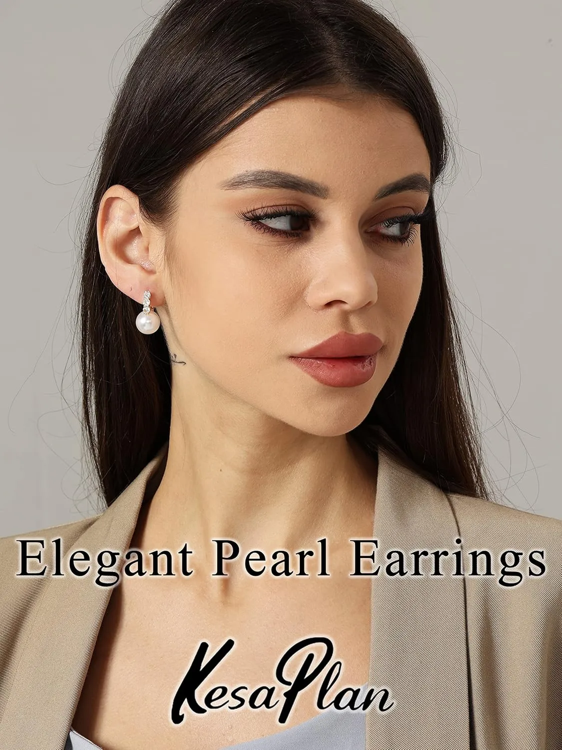 Pearl Earrings for Women 14K Gold Plated Hypoallergenic Pearl Earrings 5A Cubic Zirconia Dangle Earrings Elegant Jewelry
