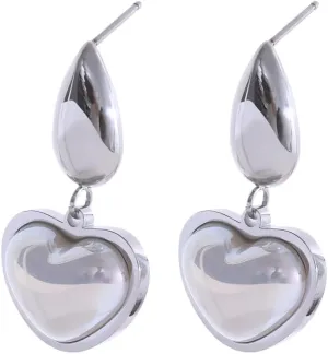 Pearl earrings for women Golden Elegant Imitation Pearls Heart Stainless Steel Drop Dangle Earrings Korean Charm Jewelry for Women-T53