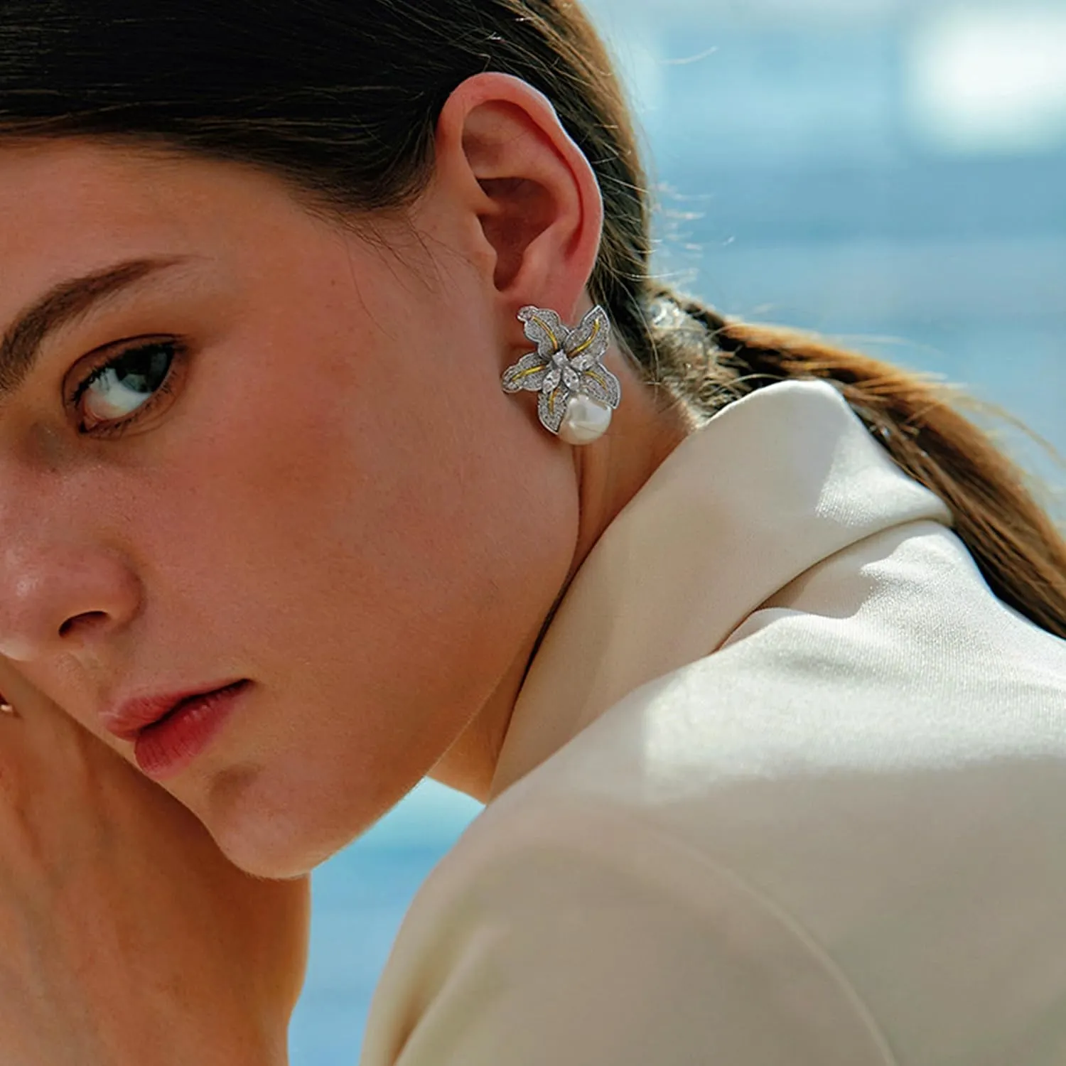 Pearl Earrings for Women Pearl Drop Earrings Pearl Stud Earrings Pearl Clip on Earrings Prom Party Wedding Earrings for Brides Jewelry Gifts