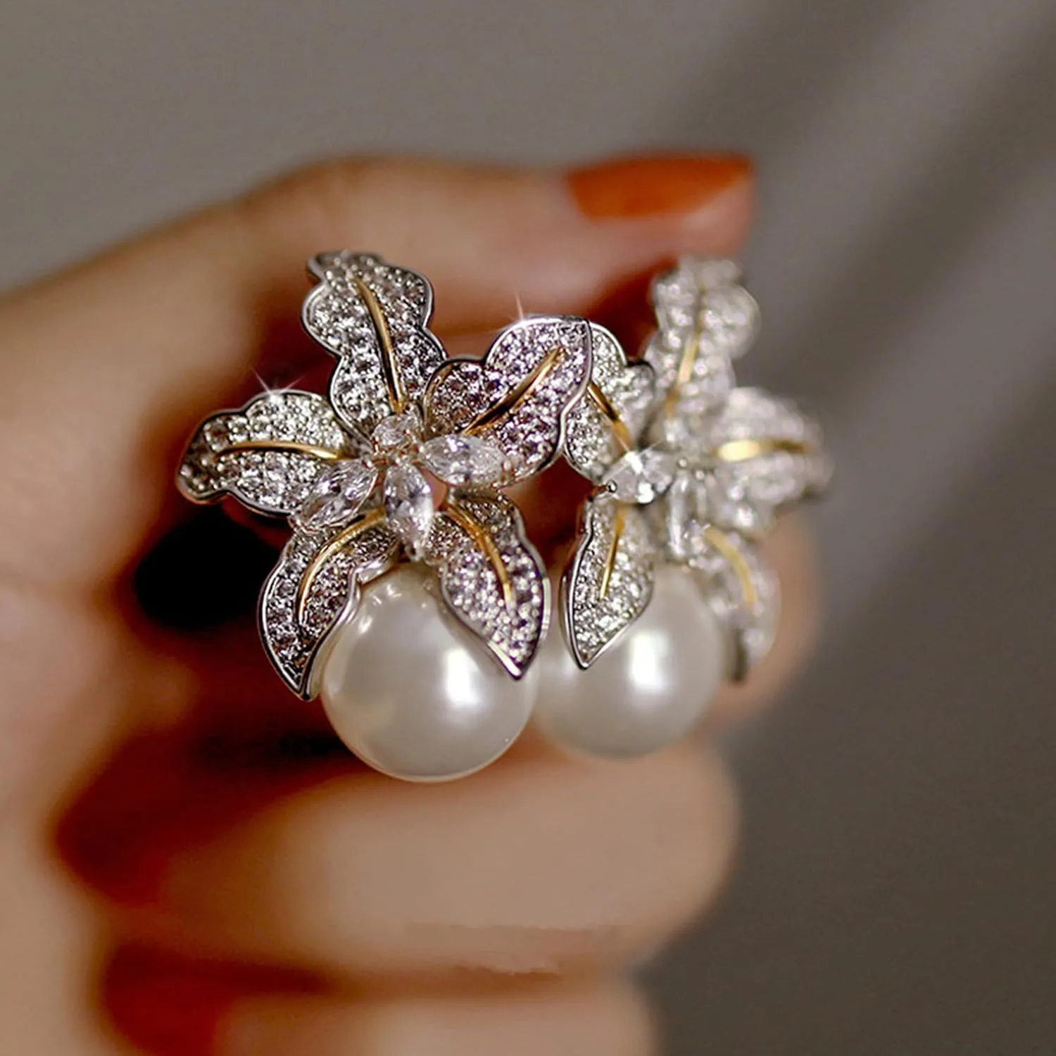 Pearl Earrings for Women Pearl Drop Earrings Pearl Stud Earrings Pearl Clip on Earrings Prom Party Wedding Earrings for Brides Jewelry Gifts
