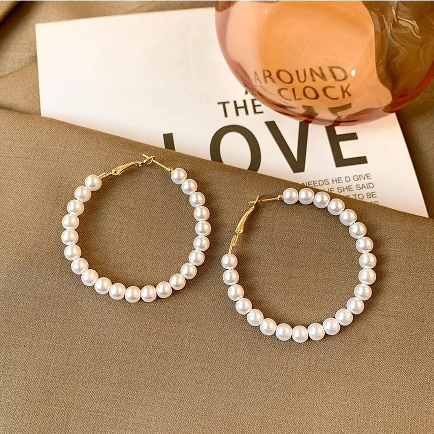 Pearl Hoop Earrings for Women Fashion Dangle Hypoallergenic Earrings Drop Dangle Earrings Gifts for Women