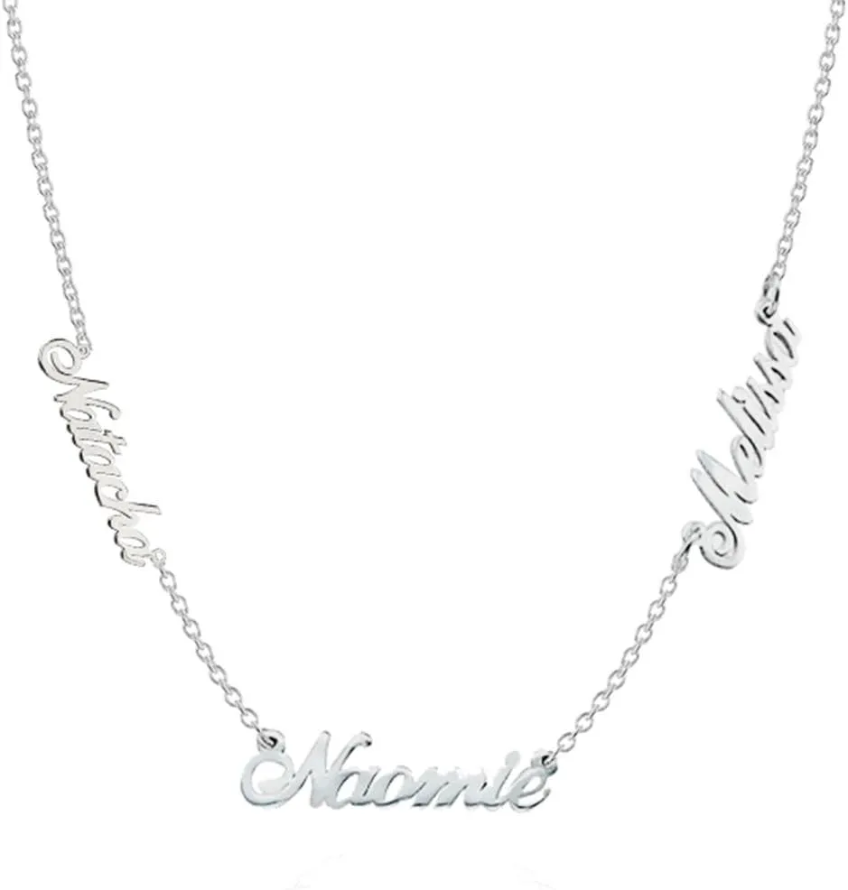 Personalized 925 Sterling Silver Multiple Name Necklace Pendants Custom Made with 3 Names
