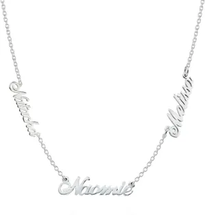 Personalized 925 Sterling Silver Multiple Name Necklace Pendants Custom Made with 3 Names