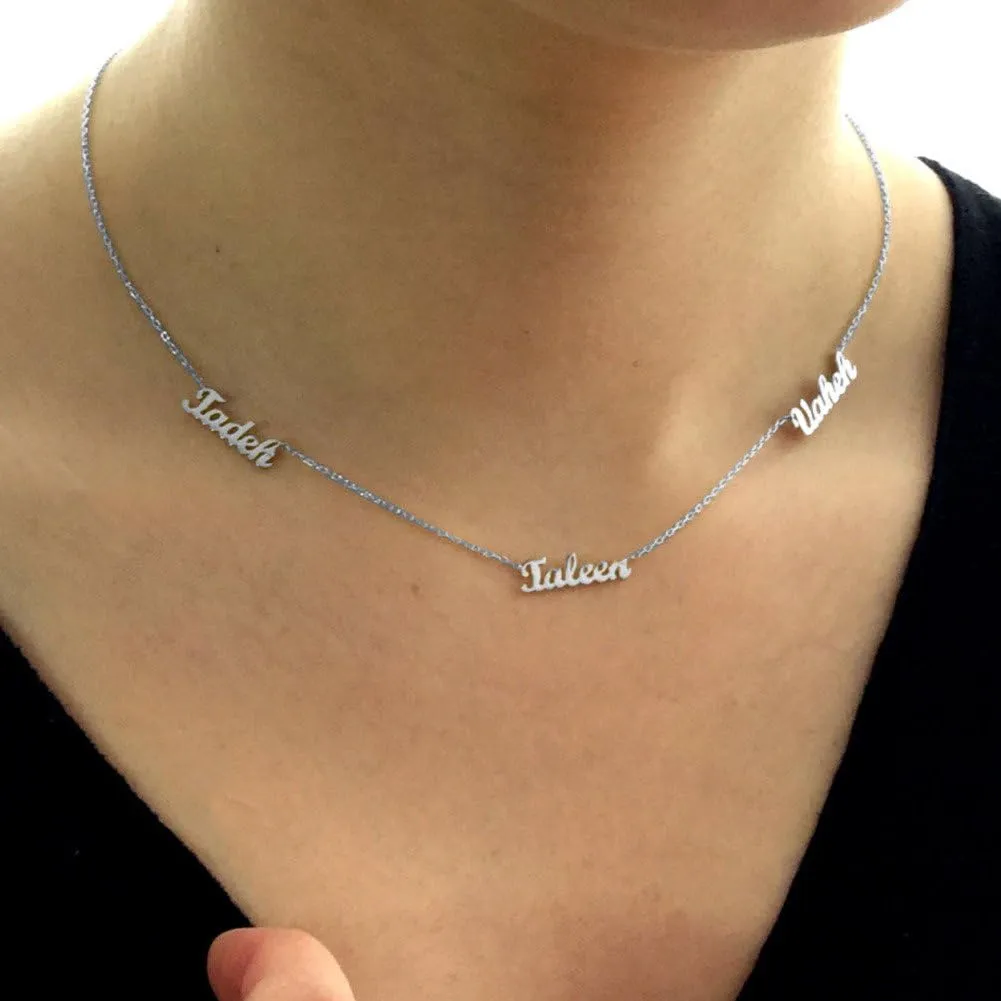 Personalized 925 Sterling Silver Multiple Name Necklace Pendants Custom Made with 3 Names
