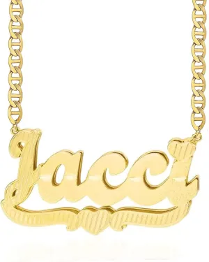 Personalized Double Plated Name Necklace 18K Gold-Plated Two Tone Custom Letter Nameplate Necklace for Women Jewelry Gift