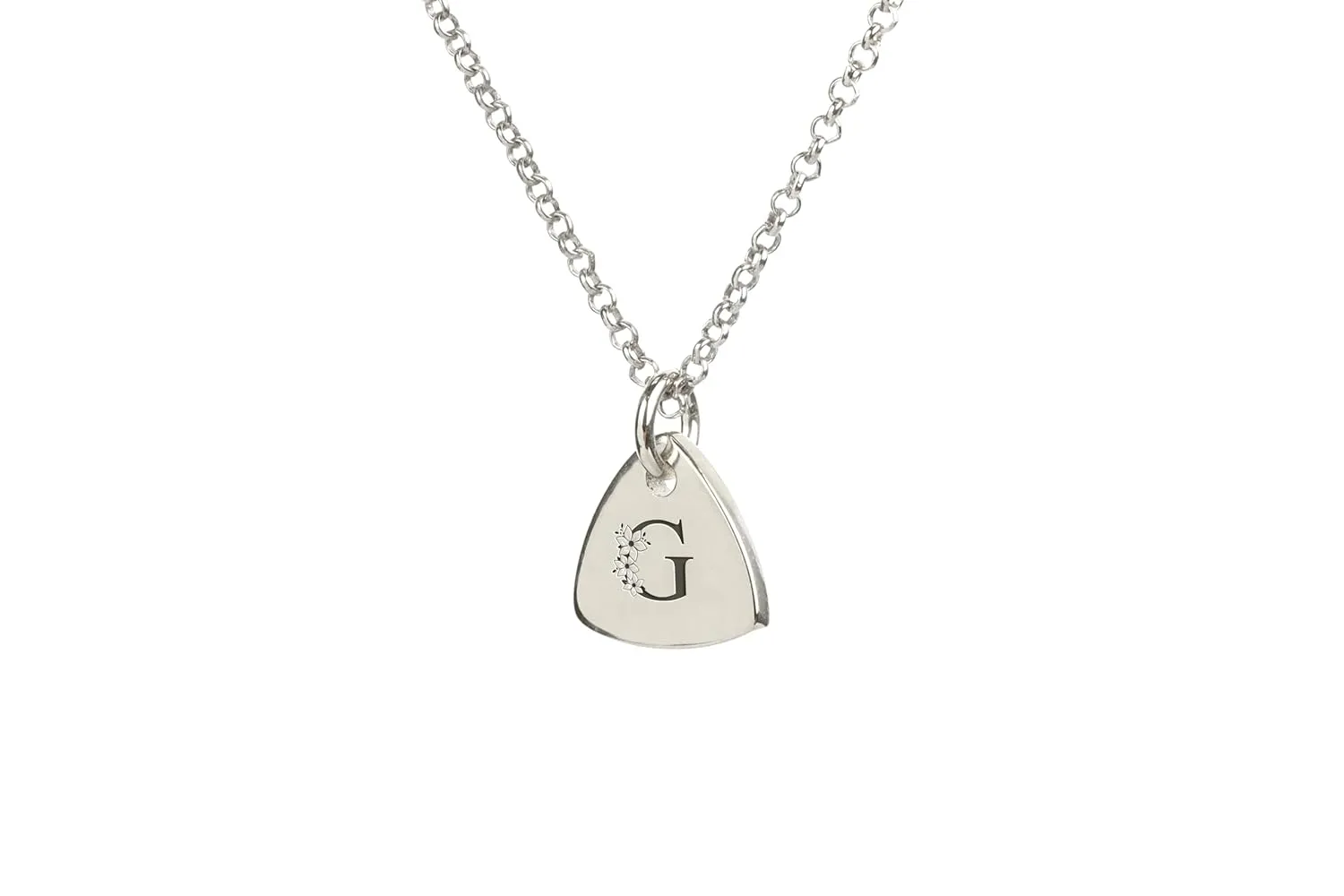 Personalized Flower Letter Necklace - Trillion Pendant Design - Custom Name Jewelry - 925 Sterling Silver Pendant