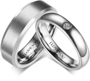 Personalized Matching Promise Rings for Couples Engraved Couple Cross Rings with Cubic Zirconia Wedding Engagement Rings Sets for Him and Her Stainless Steel Couples Promise Rings Rose Gold Valentine's Day Jewelry Gift for Women Men