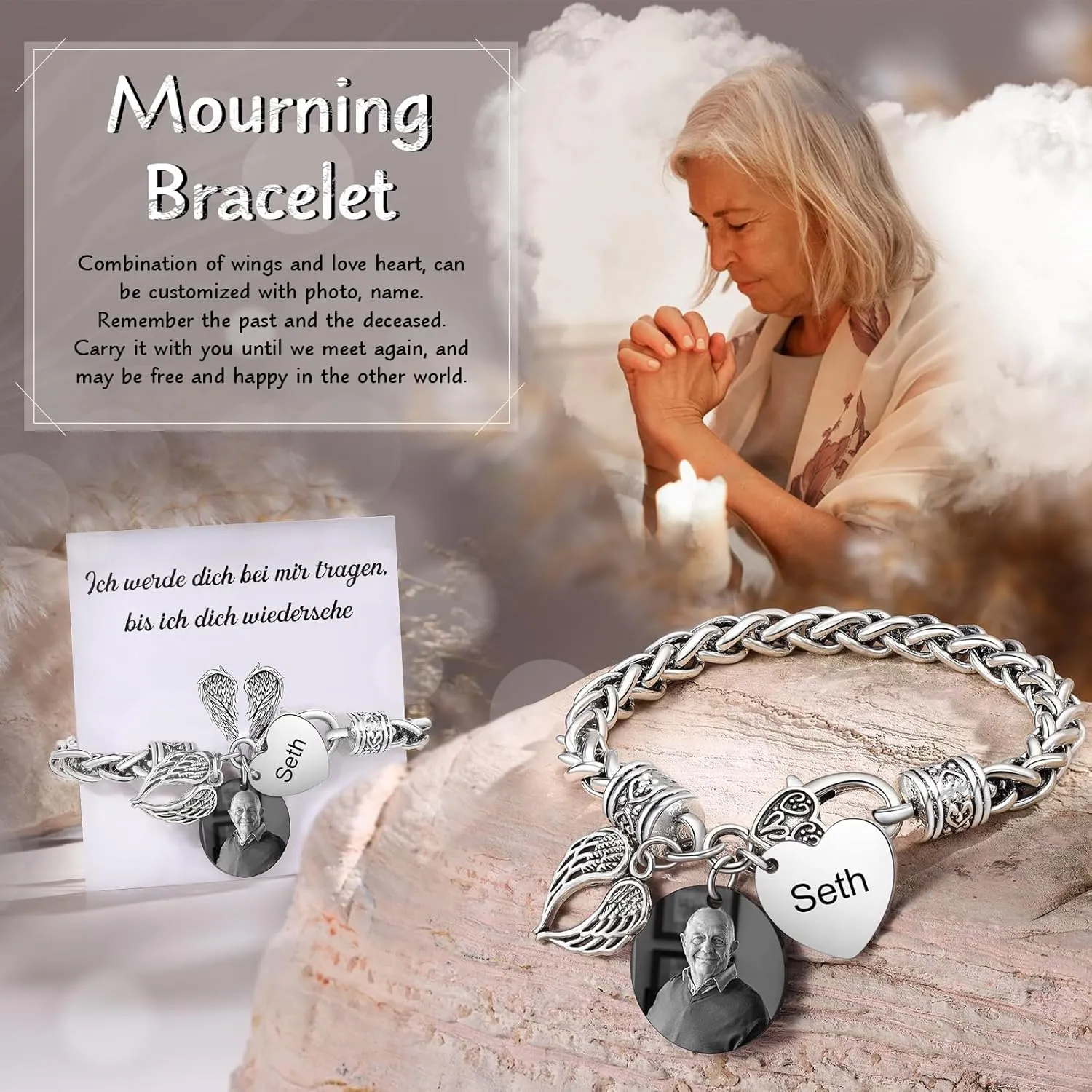 Personalized Photo Memory Bracelets for Women & Men - Customized Picture Bracelets for Loss of Loved Ones - Memorial Keepsake Jewelry