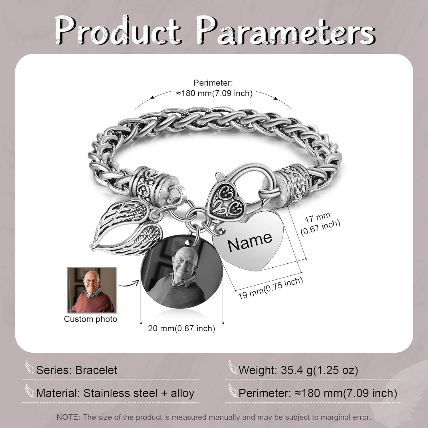 Personalized Photo Memory Bracelets for Women & Men - Customized Picture Bracelets for Loss of Loved Ones - Memorial Keepsake Jewelry